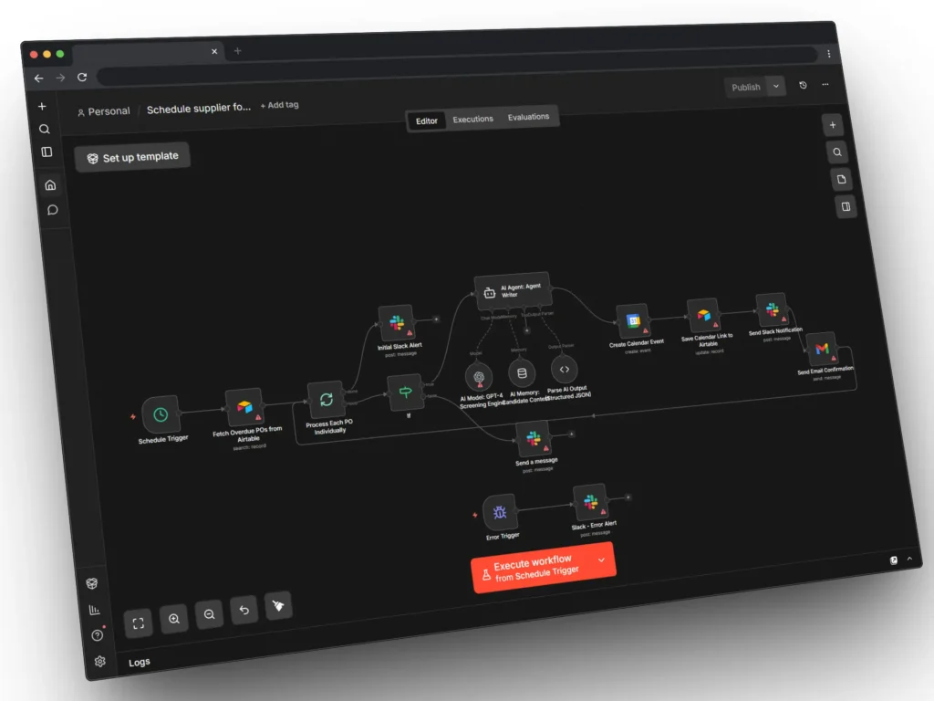 Schedule supplier follow-ups from Airtable