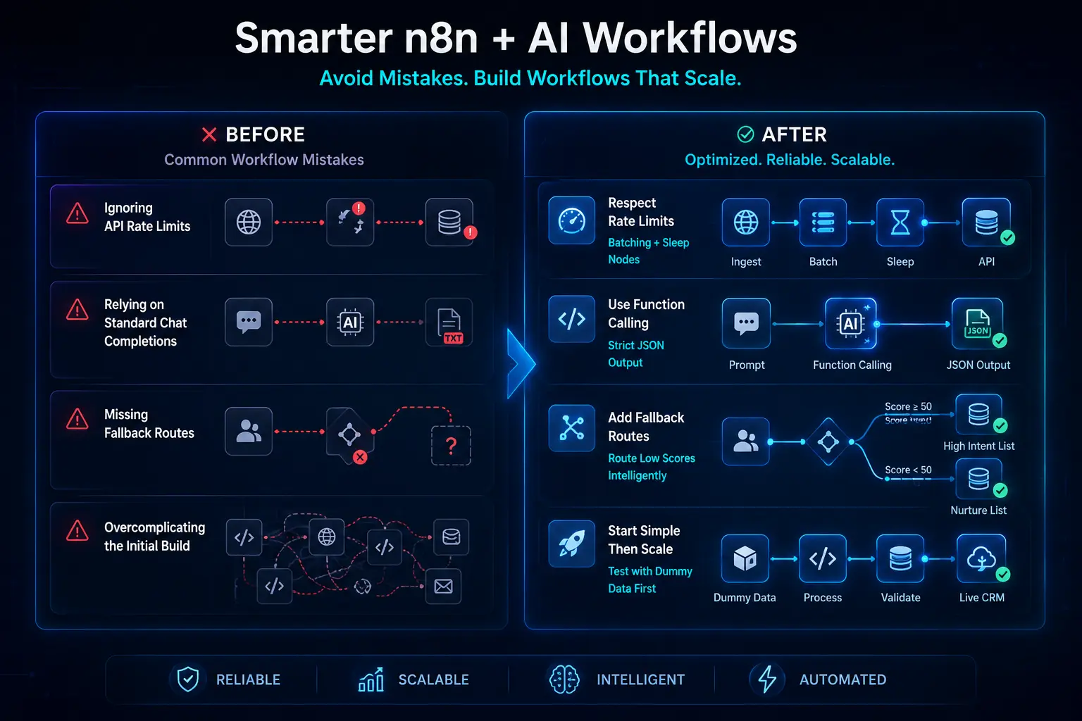 Before vs. After table of workflow design - Smarter workflows with AI integration - Copy